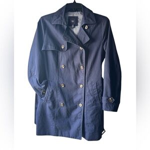 GAP Women's Classic Navy Double Breasted Trench Coat